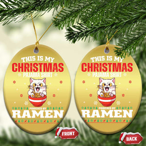 Christmas Kawaii Cat Ramen Christmas Ornament Powered By Ramen Japanese Noodle Anime Manga TS09 Oval Gold Print Your Wear