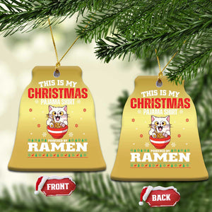 Christmas Kawaii Cat Ramen Christmas Ornament Powered By Ramen Japanese Noodle Anime Manga TS09 Bell Flake Gold Print Your Wear