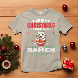 Kawaii Cat Powered By Ramen Christmas Japanese Noodle T Shirt TS09 Sand Printyourwear