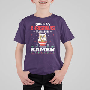 Kawaii Cat Powered By Ramen Christmas Japanese Noodle T Shirt For Kid TS09 Purple Printyourwear