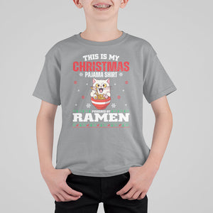 Kawaii Cat Powered By Ramen Christmas Japanese Noodle T Shirt For Kid TS09 Sport Gray Printyourwear