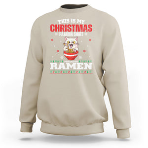 Kawaii Cat Powered By Ramen Christmas Japanese Noodle Sweatshirt TS09 Sand Printyourwear