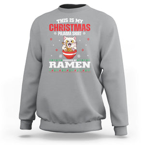 Kawaii Cat Powered By Ramen Christmas Japanese Noodle Sweatshirt TS09 Sport Gray Printyourwear