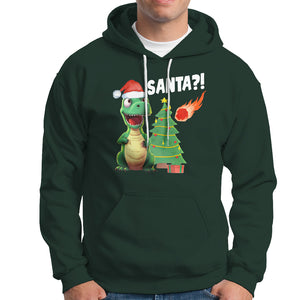 Funny Dinosaurs Extinction Santa Ugly Christmas Hoodie TS09 Dark Forest Green Printyourwear