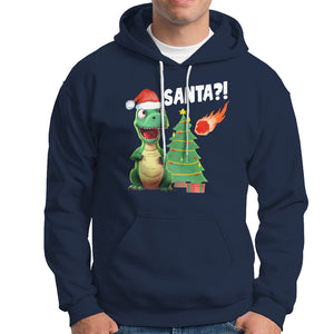 Funny Dinosaurs Extinction Santa Ugly Christmas Hoodie TS09 Navy Printyourwear