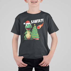 Funny Dinosaurs Extinction Santa Ugly Christmas T Shirt For Kid TS09 Black Printyourwear