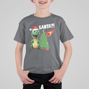 Funny Dinosaurs Extinction Santa Ugly Christmas T Shirt For Kid TS09 Charcoal Printyourwear