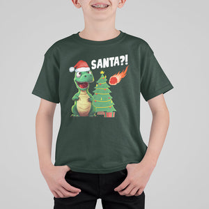 Funny Dinosaurs Extinction Santa Ugly Christmas T Shirt For Kid TS09 Dark Forest Green Printyourwear