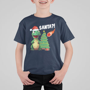 Funny Dinosaurs Extinction Santa Ugly Christmas T Shirt For Kid TS09 Navy Printyourwear