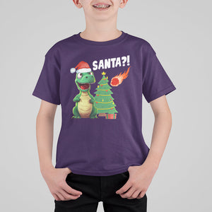 Funny Dinosaurs Extinction Santa Ugly Christmas T Shirt For Kid TS09 Purple Printyourwear