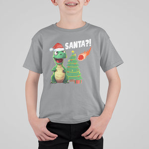 Funny Dinosaurs Extinction Santa Ugly Christmas T Shirt For Kid TS09 Sport Gray Printyourwear