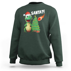 Funny Dinosaurs Extinction Santa Ugly Christmas Sweatshirt TS09 Dark Forest Green Printyourwear