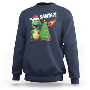 Funny Dinosaurs Extinction Santa Ugly Christmas Sweatshirt TS09 Navy Printyourwear