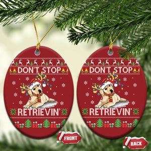 Xmas Golden Retriever Christmas Ornament Don't Stop Retrievin Cute Reindeer Dog TS09 Oval Red Print Your Wear