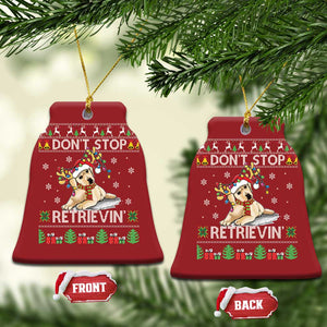 Xmas Golden Retriever Christmas Ornament Don't Stop Retrievin Cute Reindeer Dog TS09 Bell Flake Red Print Your Wear