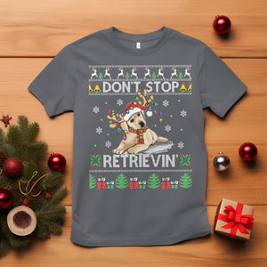 Don't Stop Retrievin Golden Retriever Ugly Christmas T Shirt TS09 Charcoal Printyourwear