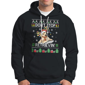 Don't Stop Retrievin Golden Retriever Ugly Christmas Hoodie TS09 Black Printyourwear