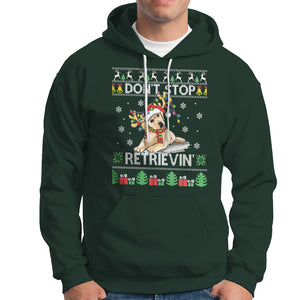 Don't Stop Retrievin Golden Retriever Ugly Christmas Hoodie TS09 Dark Forest Green Printyourwear