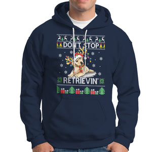 Don't Stop Retrievin Golden Retriever Ugly Christmas Hoodie TS09 Navy Printyourwear