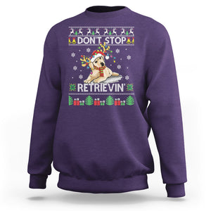 Don't Stop Retrievin Golden Retriever Ugly Christmas Sweatshirt TS09 Purple Printyourwear