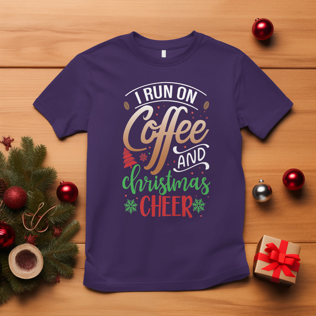 I Run On Coffee And Christmas Cheer T Shirt TS09 Purple Printyourwear