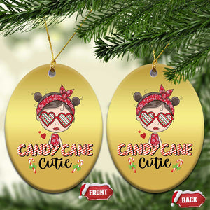 Candy Cane Cutie Christmas Cute Girl Kid Messy Bun Christmas Ornament TS09 Oval Gold Print Your Wear