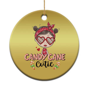 Candy Cane Cutie Christmas Cute Girl Kid Messy Bun Christmas Ornament TS09 Print Your Wear