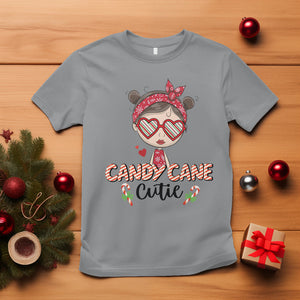 Candy Cane Cutie Christmas Cute Girl Kid Messy Bun T Shirt TS09 Sport Gray Printyourwear