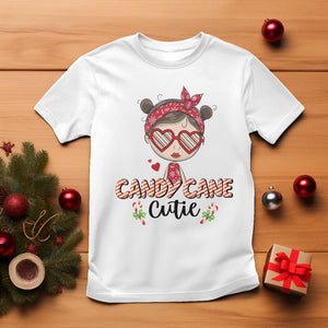 Candy Cane Cutie Christmas Cute Girl Kid Messy Bun T Shirt TS09 White Printyourwear