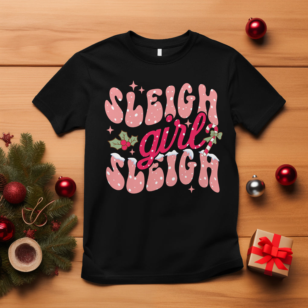 Sleigh Girl Sleigh Christmas Festive Winter Holiday Party T Shirt TS09 Black Printyourwear