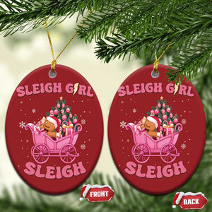 Groovy Gingerbread Sleigh Girl Sleigh Pink Xmas Christmas Ornament TS09 Oval Red Print Your Wear