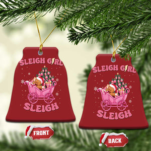 Groovy Gingerbread Sleigh Girl Sleigh Pink Xmas Christmas Ornament TS09 Bell Flake Red Print Your Wear