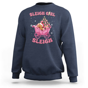 Sleigh Girl Sleigh Christmas Groovy Gingerbread Man Xmas Holidays Sweatshirt TS09 Navy Printyourwear