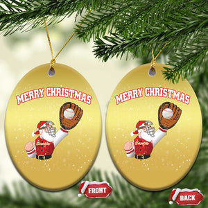 Xmas Baseball Christmas Ornament Funny Santa Playing Baseball Merry Christmas TS09 Oval Gold Print Your Wear