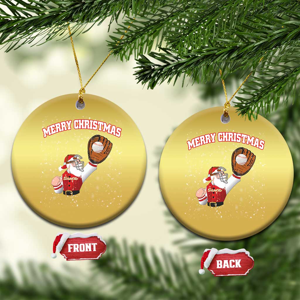 Xmas Baseball Christmas Ornament Funny Santa Playing Baseball Merry Christmas TS09 Circle Gold Print Your Wear