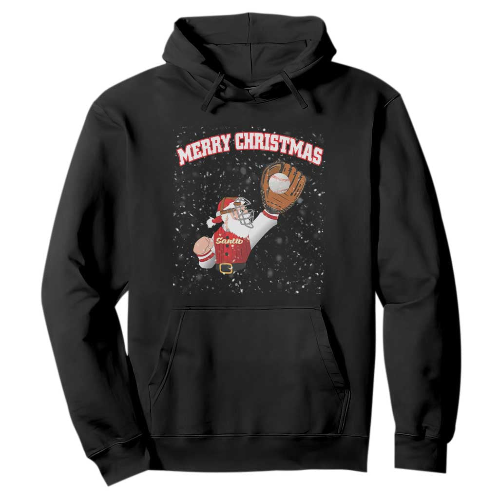 Christmas Baseball Hoodie Funny Santa Playing Baseball Merry Christmas TS09 Black Print Your Wear