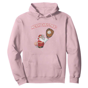 Christmas Baseball Hoodie Funny Santa Playing Baseball Merry Christmas TS09 Light Pink Print Your Wear