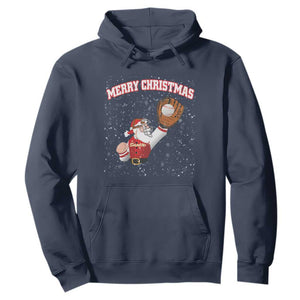 Christmas Baseball Hoodie Funny Santa Playing Baseball Merry Christmas TS09 Navy Print Your Wear