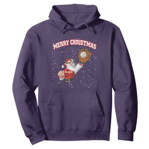 Christmas Baseball Hoodie Funny Santa Playing Baseball Merry Christmas TS09 Purple Print Your Wear