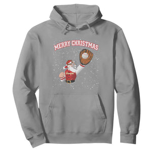 Christmas Baseball Hoodie Funny Santa Playing Baseball Merry Christmas TS09 Sport Gray Print Your Wear