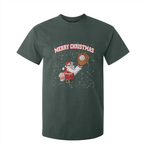 Christmas Baseball T Shirt For Kid Funny Santa Playing Baseball Merry Christmas TS09 Dark Forest Green Print Your Wear