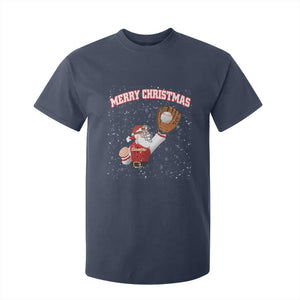 Christmas Baseball T Shirt For Kid Funny Santa Playing Baseball Merry Christmas TS09 Navy Print Your Wear