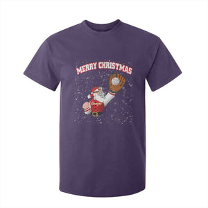 Christmas Baseball T Shirt For Kid Funny Santa Playing Baseball Merry Christmas TS09 Purple Print Your Wear