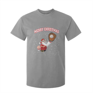 Christmas Baseball T Shirt For Kid Funny Santa Playing Baseball Merry Christmas TS09 Sport Gray Print Your Wear