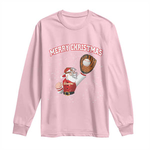 Christmas Baseball Long Sleeve Shirt Funny Santa Playing Baseball Merry Christmas TS09 Light Pink Print Your Wear