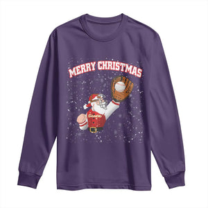 Christmas Baseball Long Sleeve Shirt Funny Santa Playing Baseball Merry Christmas TS09 Purple Print Your Wear