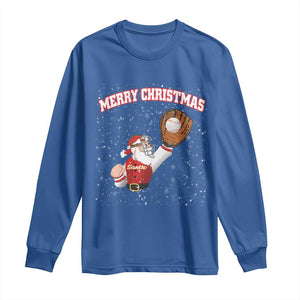 Christmas Baseball Long Sleeve Shirt Funny Santa Playing Baseball Merry Christmas TS09 Royal Blue Print Your Wear