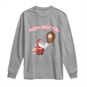 Christmas Baseball Long Sleeve Shirt Funny Santa Playing Baseball Merry Christmas TS09 Sport Gray Print Your Wear