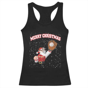 Christmas Baseball Racerback Tank Top Funny Santa Playing Baseball Merry Christmas TS09 Black Print Your Wear