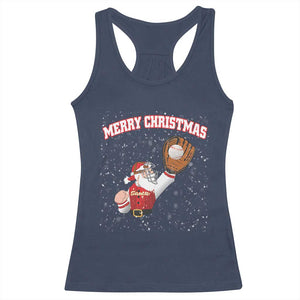 Christmas Baseball Racerback Tank Top Funny Santa Playing Baseball Merry Christmas TS09 Navy Print Your Wear